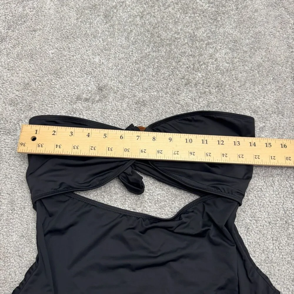 Lulus Halter O-Ring Cutout High Leg One Piece Swimsuit Womens XL Black Pull On